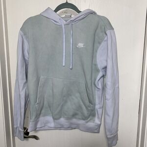 Nike Fleece Pullover Hoodie Two Tone Blue And Gray Small
